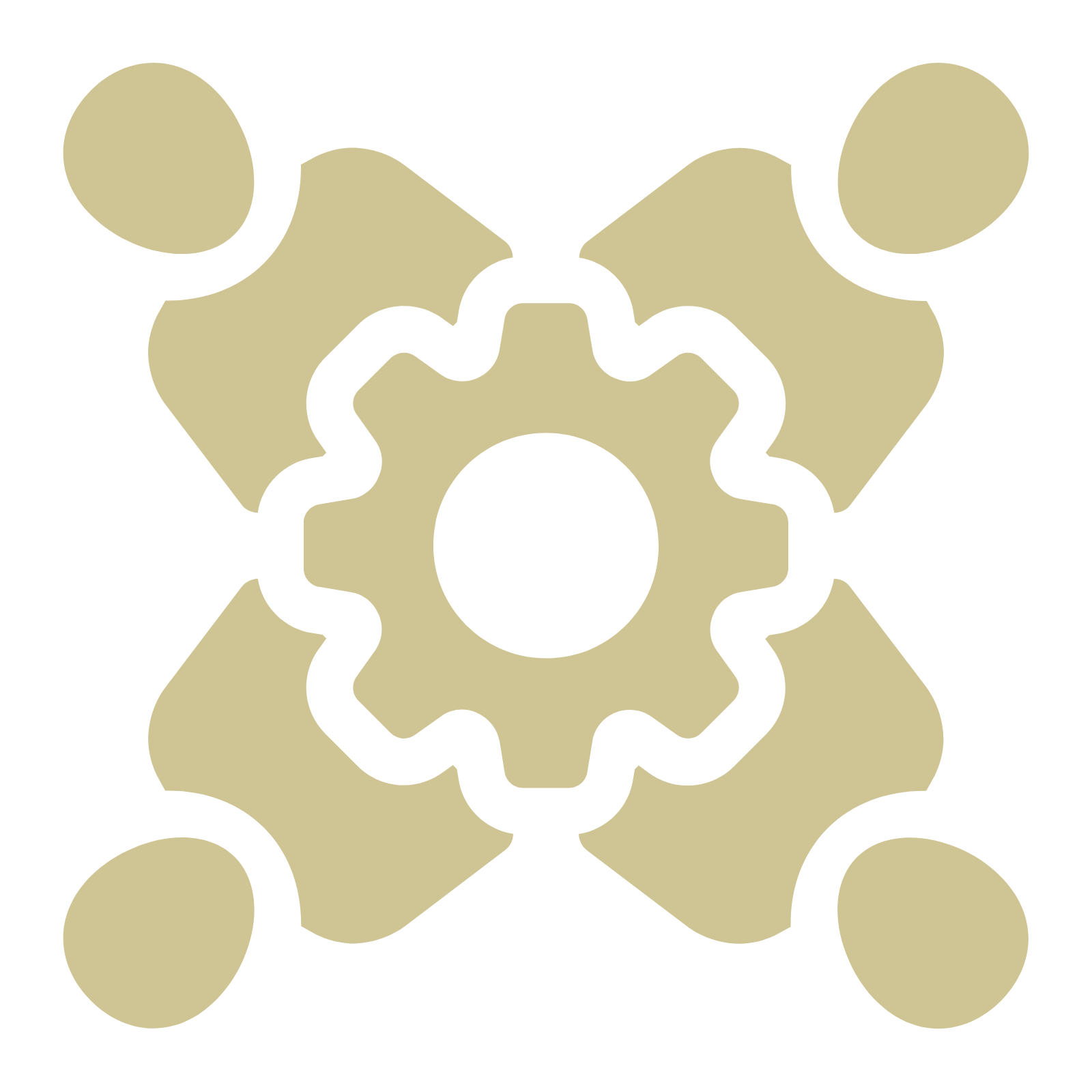 four people avatars surrounding a cog