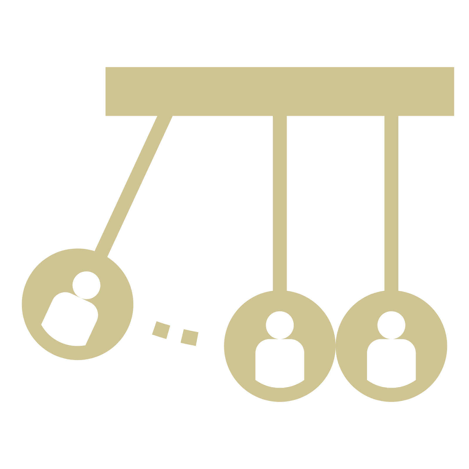 a Newton's cradle with people avatars in each ball