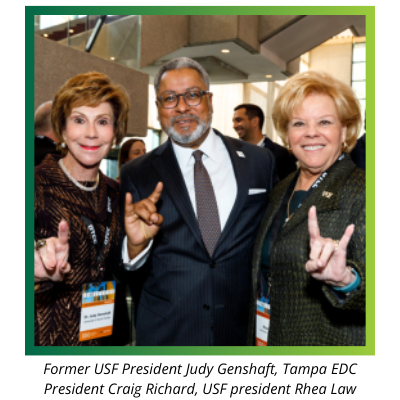 Former USF President Judy Genshaft, Tampa EDC President Craig Richard, USF president Rhea Law