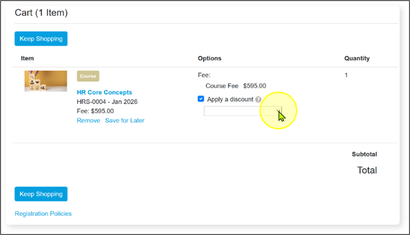 registration system screenshot