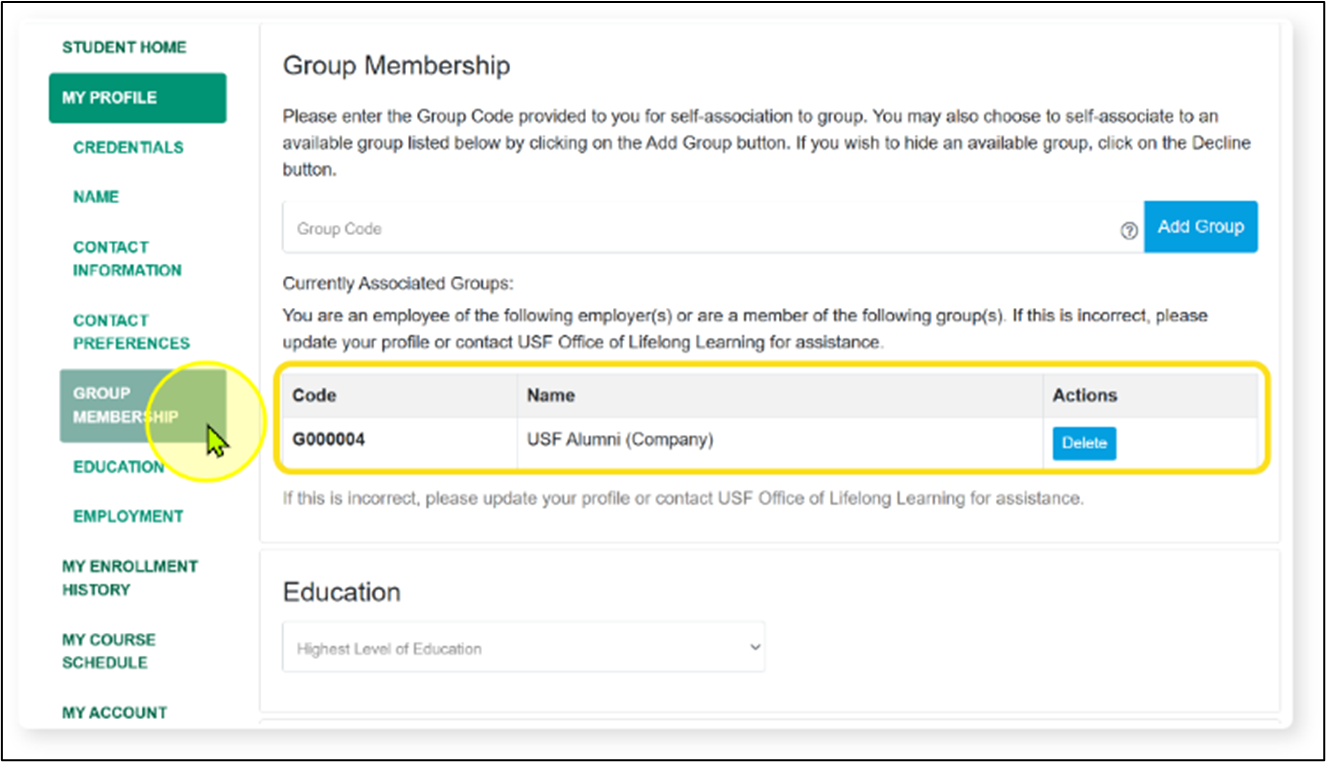 registration system screenshot