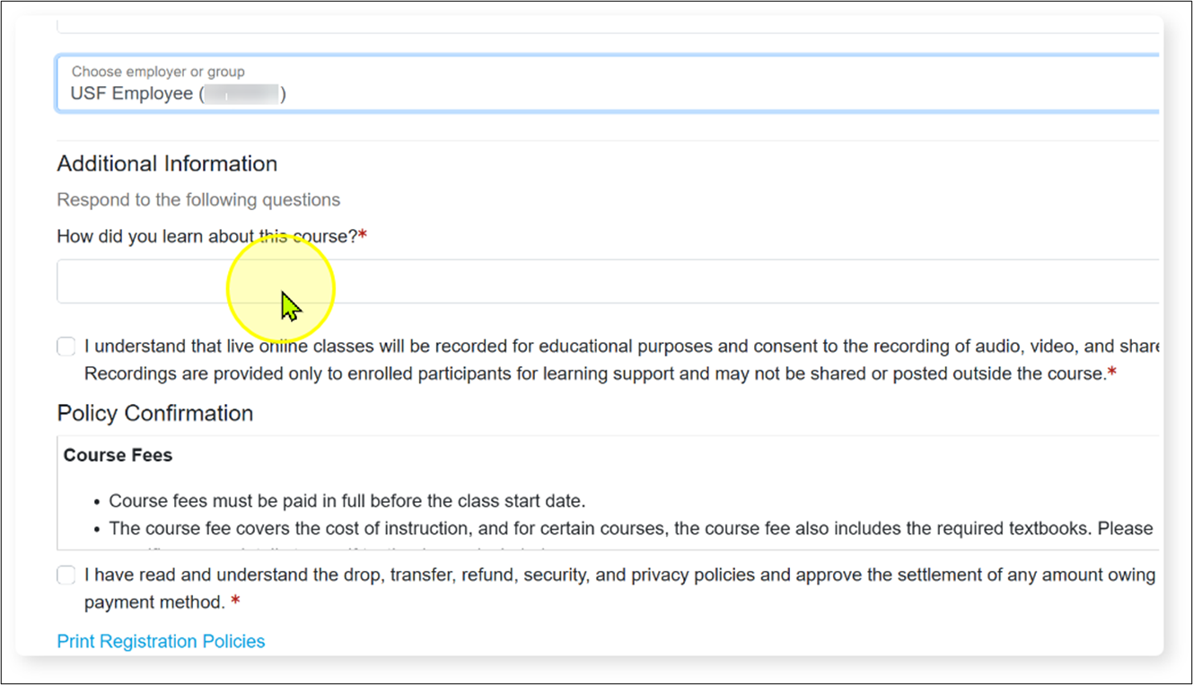 registration system screenshot